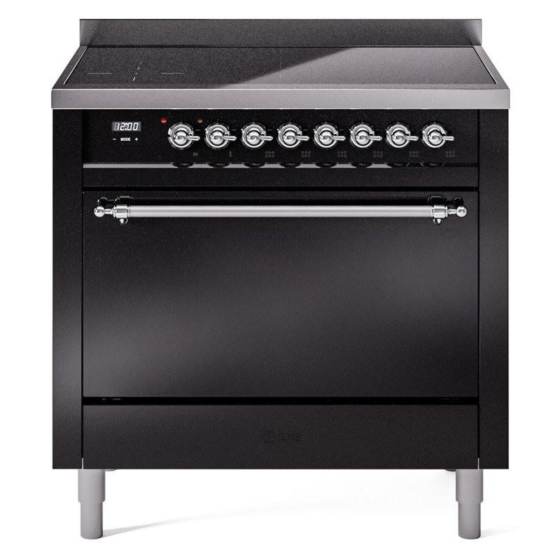 ILVE Nostalgie II 36 in Induction Range, Glossy Black/Chrome