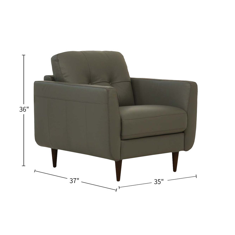 Bove Upholstered Armchair, Pesto Green Genuine Leather