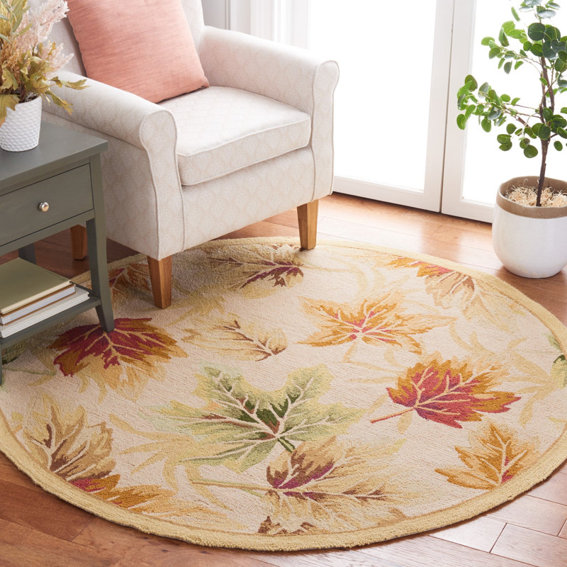 Kinchen Hand Hooked Wool Pile Rug, Round 5'6"