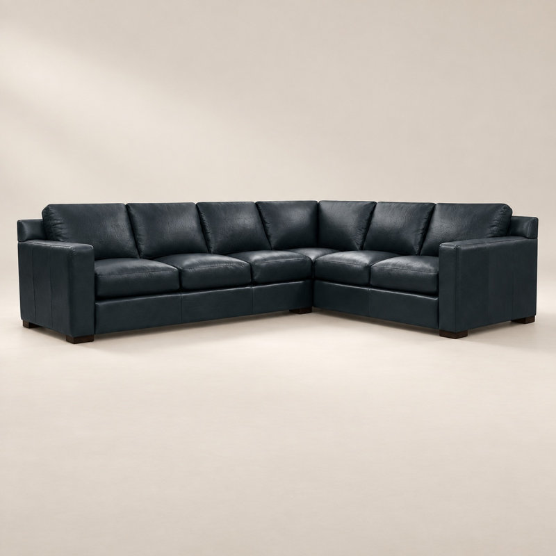 Madison LAF Boutique 100% Top Grain Leather Sofa, Made to Order, Amadeus Sapphire