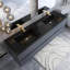 Ensemble de meuble-lavabo mural 72 po en contreplaqué gris avec lavabo à sable à quartz intégré