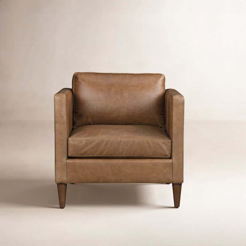 Clifford Genuine Leather Custom Armchair, Bistro Saddle Genuine Leather