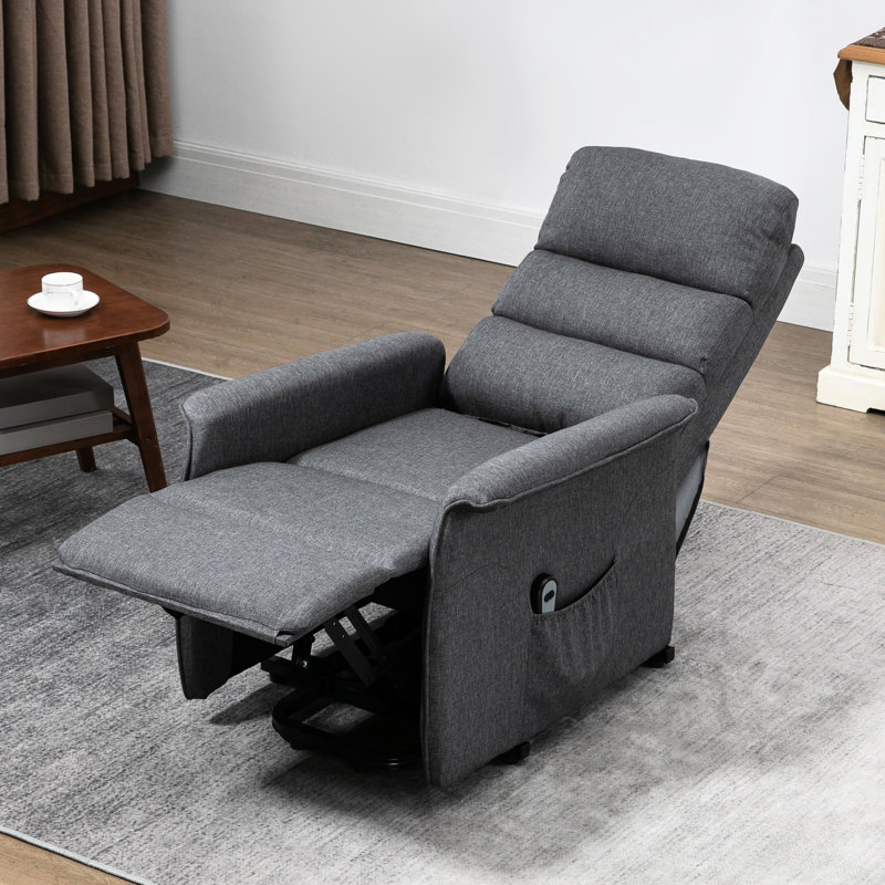 Fauteuil inclinable électrique pour personnes âgées gris - rembourrage épais, télécommande, fauteuil de rangement à poches latérales, poches de salon