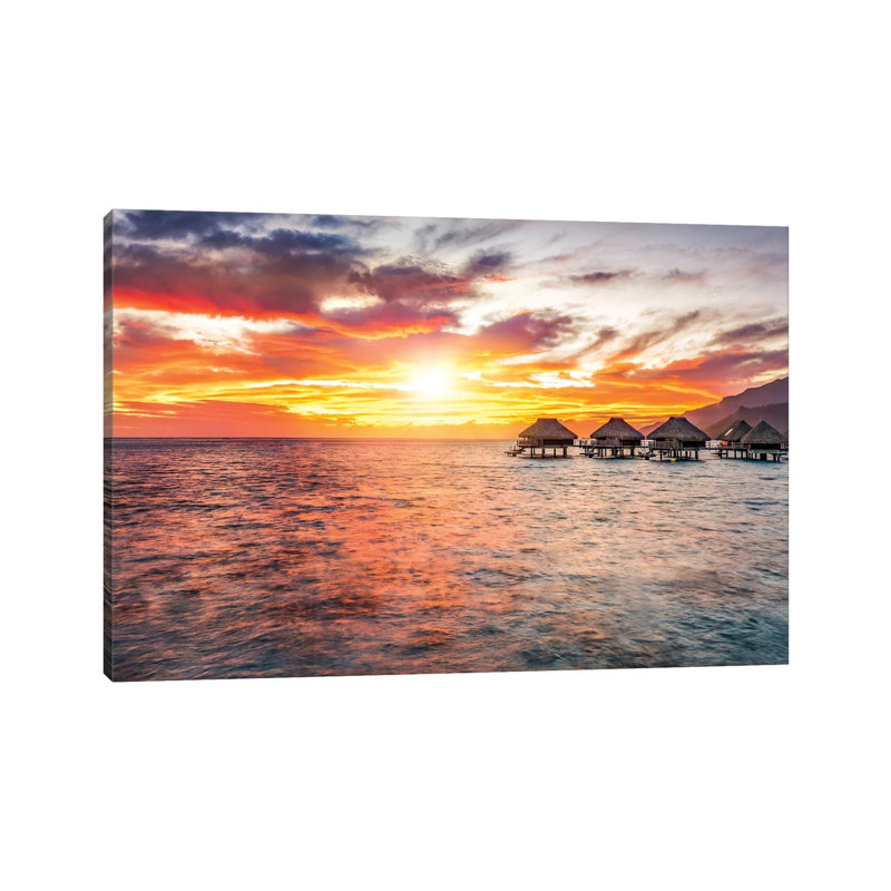 Sunset At The Bora Bora Atoll by Jan Becke - Wrapped Canvas Gallery-Wrapped Canvas Giclée, 66.04 cm H x 45.72 cm W