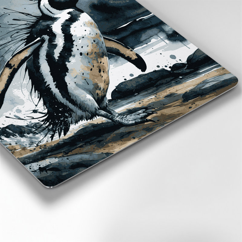 Faune, pingouin africain, art mural en métal bleu, H 12 po x l 12 po