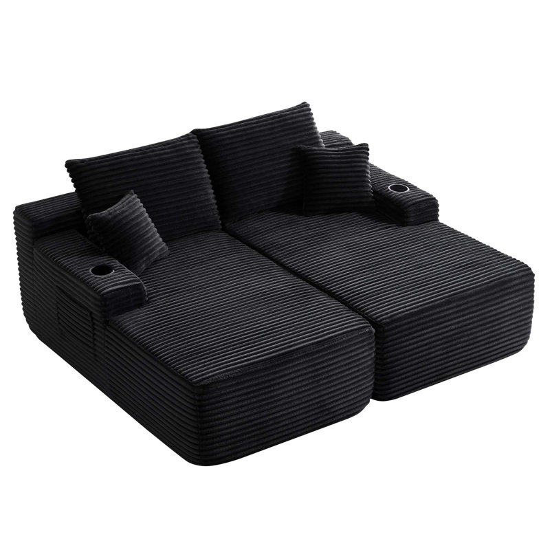 Canapé Cloud avec siège profond et conception sans assemblage, 68.9" W, Black Corduroy