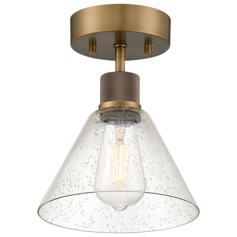 Southglenn Glass Semi Flush Mount, Antique Brushed Brass