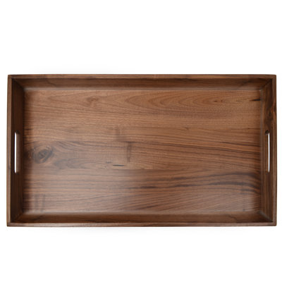 Glaude Rectangle Black Walnut Solid Wood Serving Tray Ottoman Tray