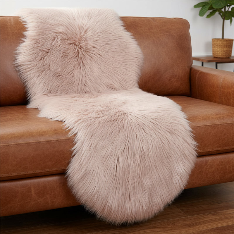 Ultra Soft Fluffy Shaggy Area Rug Faux Fur Sheepskin Rug 2X6 Ft For Bedroom Living Room Sofa – Pink, Pink