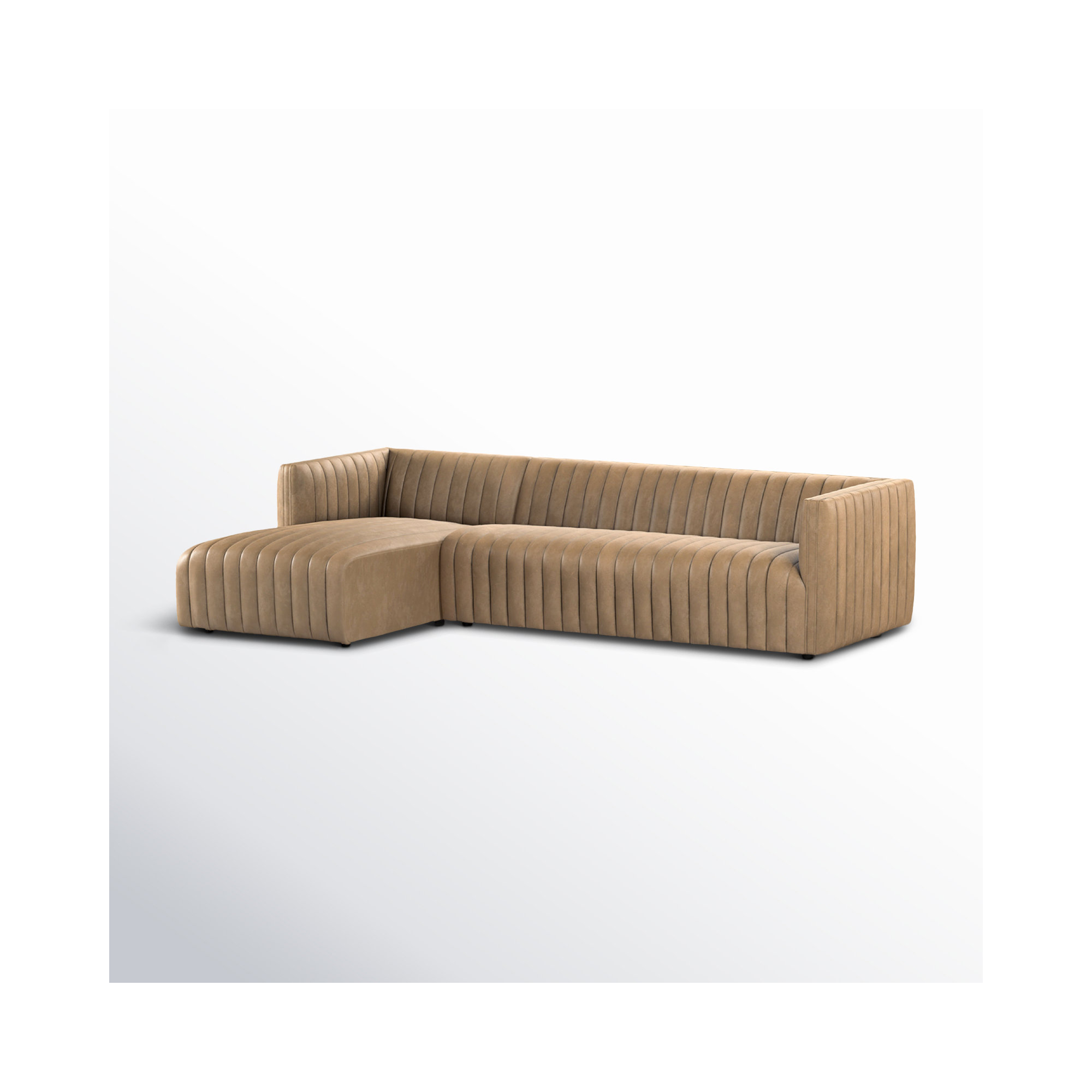 Brandt Upholstered Chaise L-Sectional, 26.5" H x 105" W x 64" D, Palermo Drift Genuine Leather, Left Hand Facing