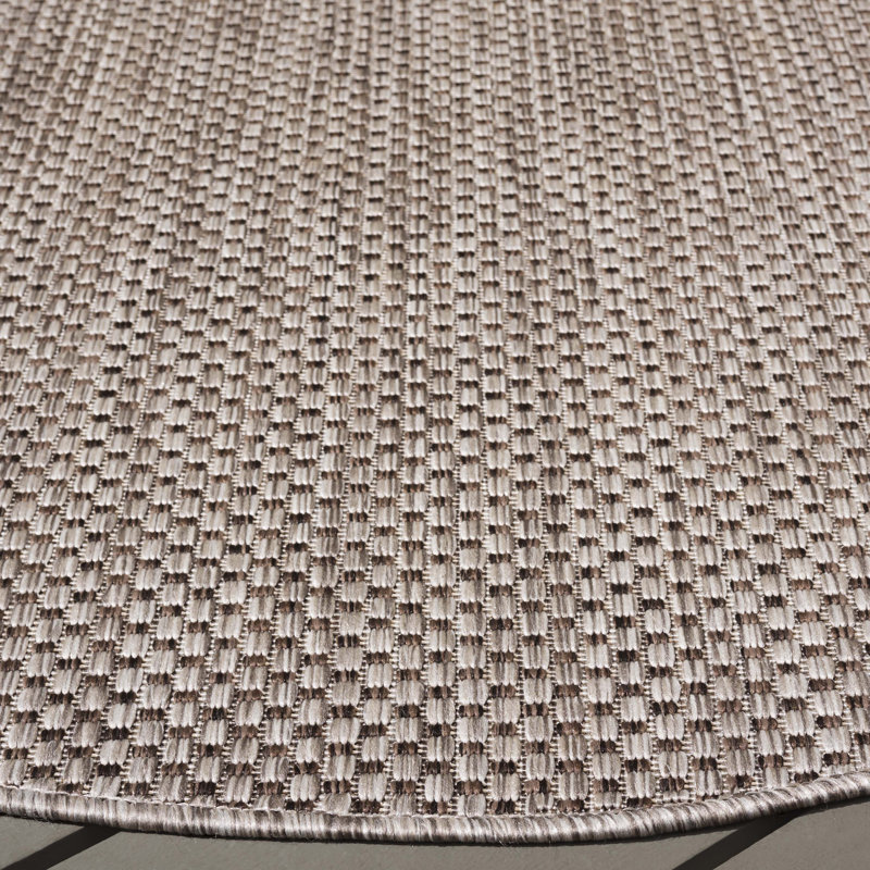 Lithonia Beige Indoor/Outdoor Area Rug, Round 4'