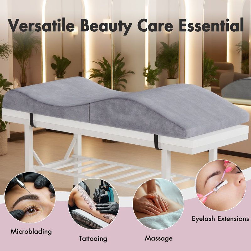 Ergonomic Lash Bed Topper Pad, Foldable Curvy Massage Foam Cushion for Salon, Gray