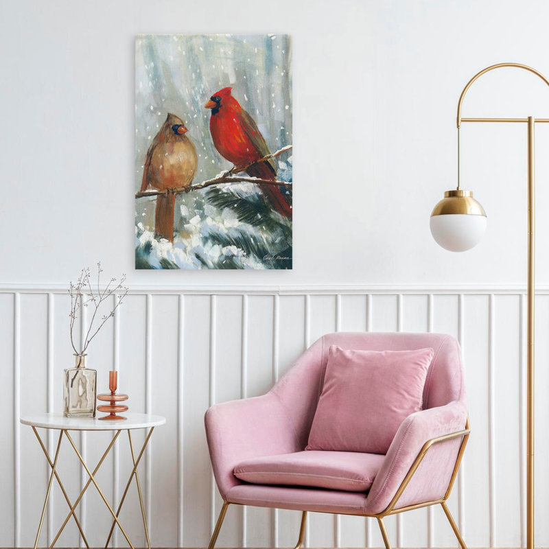 Fêtes, oiseaux, animaux, branches, cardinaux, art, H 24 po x l 16 po
