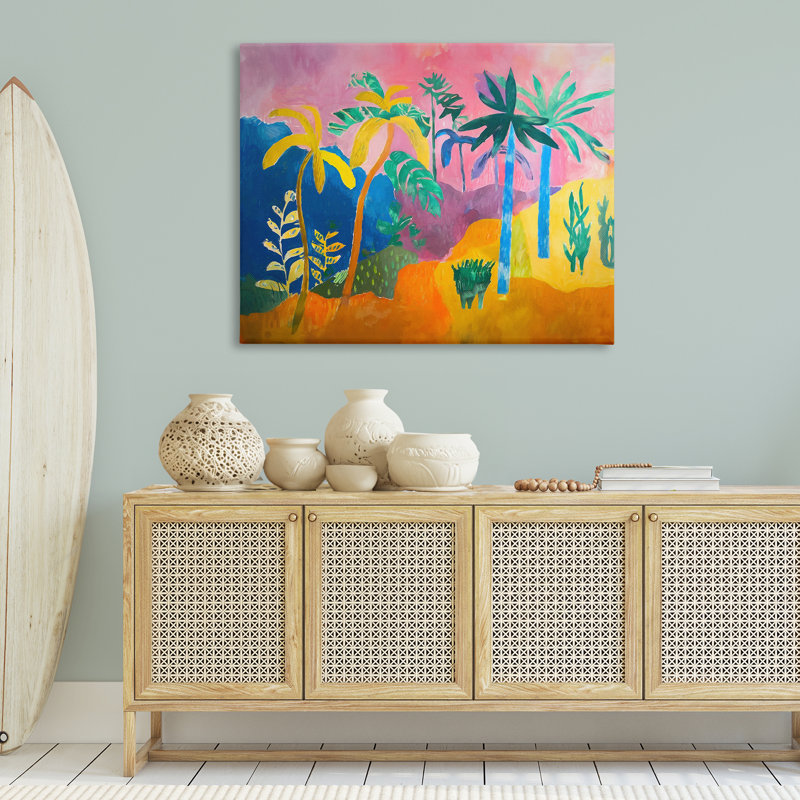 «Vivid Tropical Palms», art mural sur toile par Ramona Murdock, H 36 po x l 48 po