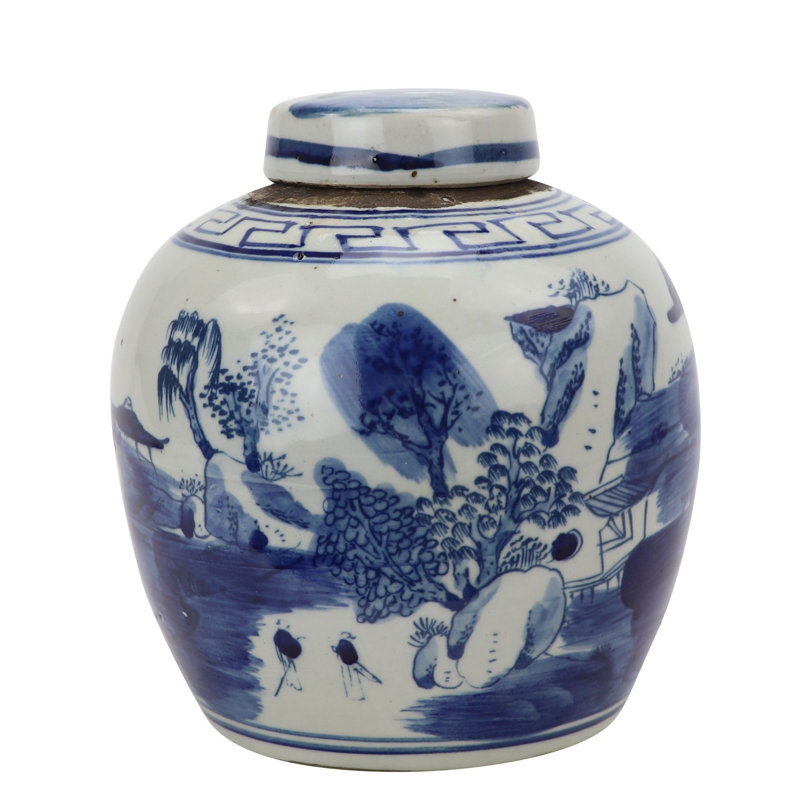 Mini pot bleu et blanc en porcelaine de montagne