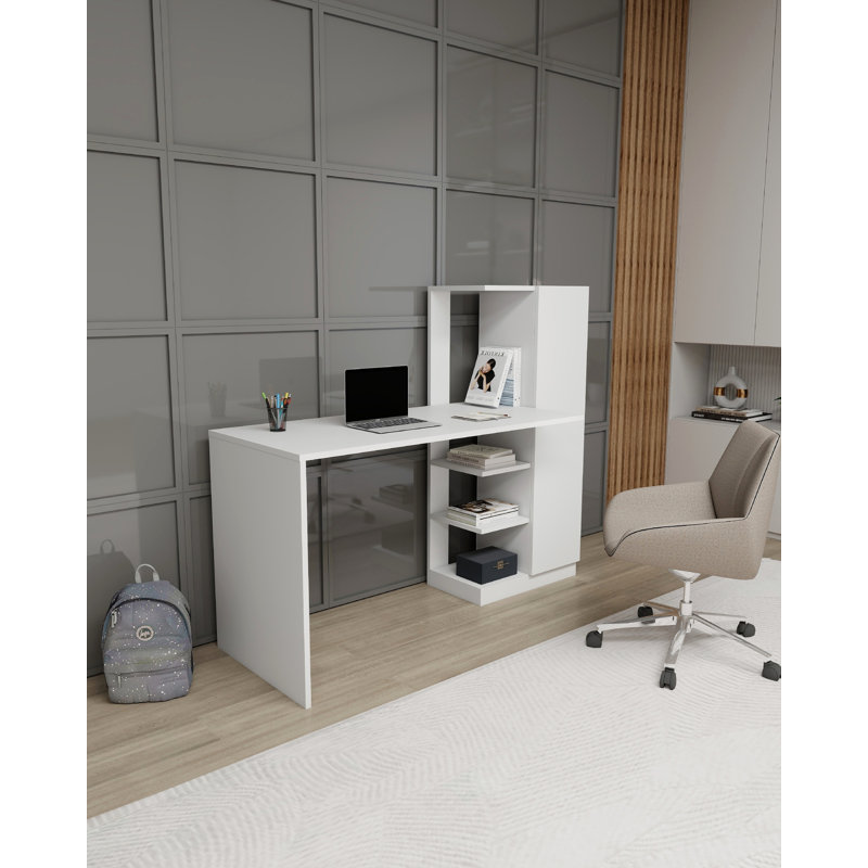 Aryton L-Shaped Computer Desk, White