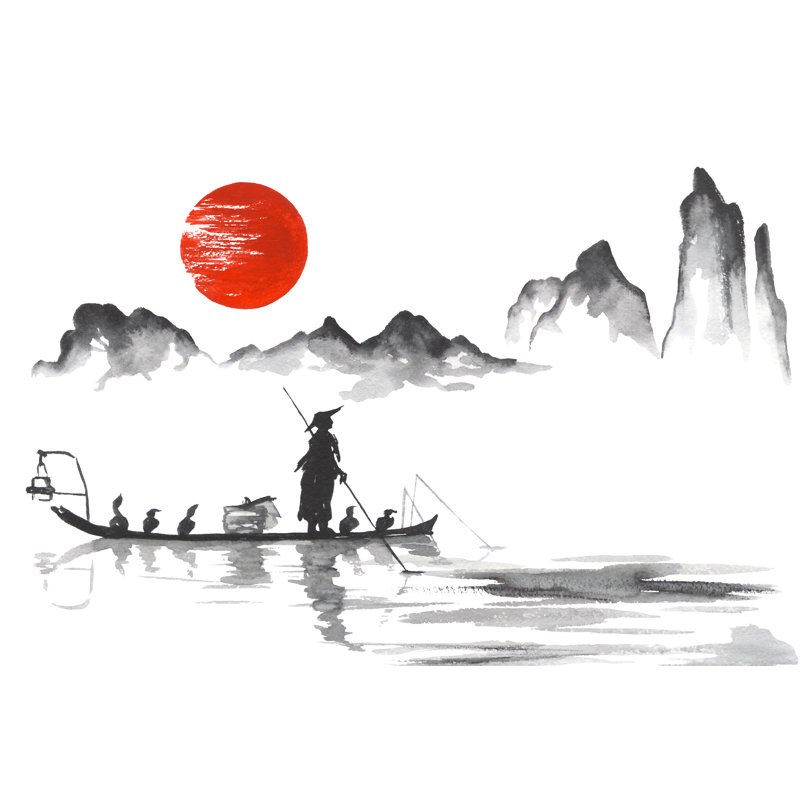 Art traditionnel japonais Sumi-E, H 8 po x l 12 po