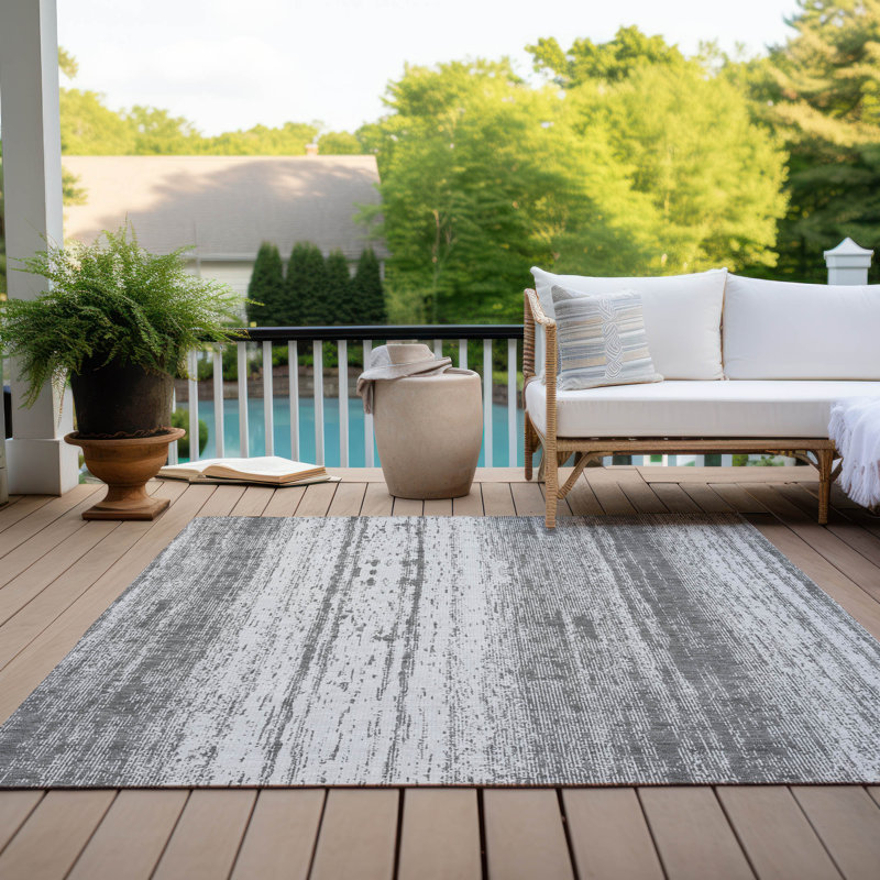 Malek Washable Abstract Indoor / Outdoor Rug, Rectangle 3' x 5'