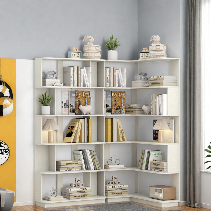 Bibliothèques en MDF de chêne blanc peu encombrantes, style moderne pour la maison et le bureau
