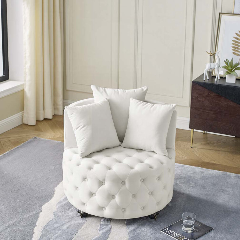 Chaise pivotante en velours, Velours beige
