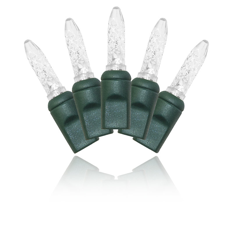 70 M5 LED Lights 4" Spacing on Green Wire, White/Green