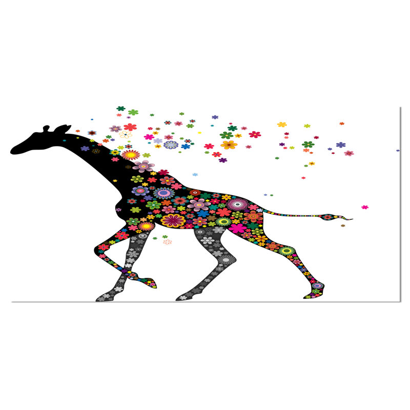 «Cheerful Giraffe Running», impression, H 20 po x l 40 po x P 1 po, Toile