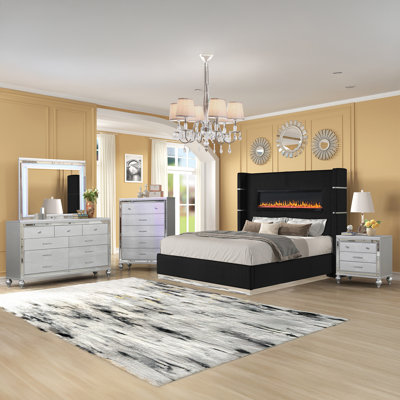 Ashray Upholstered Wingback 5 Piece Bedroom Set