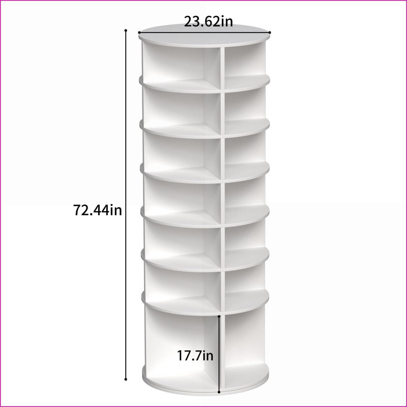 Étagère à chaussures rotative à 7 niveaux, pivotant à 360 degrés, pouvant accueillir 28 paires, blanc neige haut de gamme | Moderne | Espace de vie principal