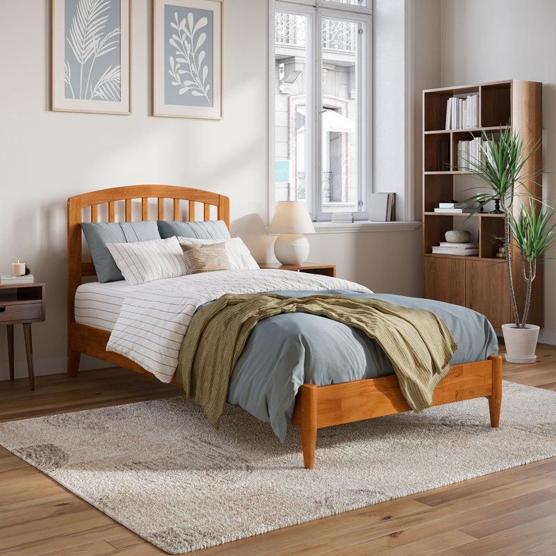 Lit plateforme en bois massif Audriel, Simple TG, Caramel clair