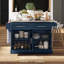 Îlot de cuisine enroulable l 57 po x P 18 po x H 36,5 po MDF en acier inoxydable 2 pièces bleu marine avec 2 tiroirs 2 armoires porte-épices
