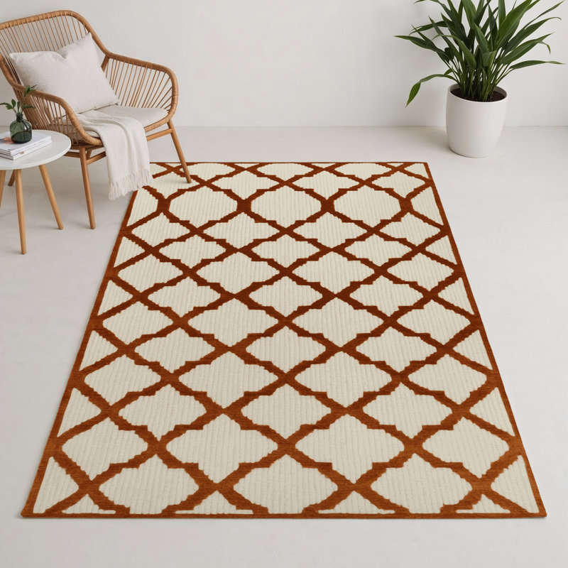 Tapis intérieur et extérieur beige Trellis, Rectangle 9 pi x 12 pi