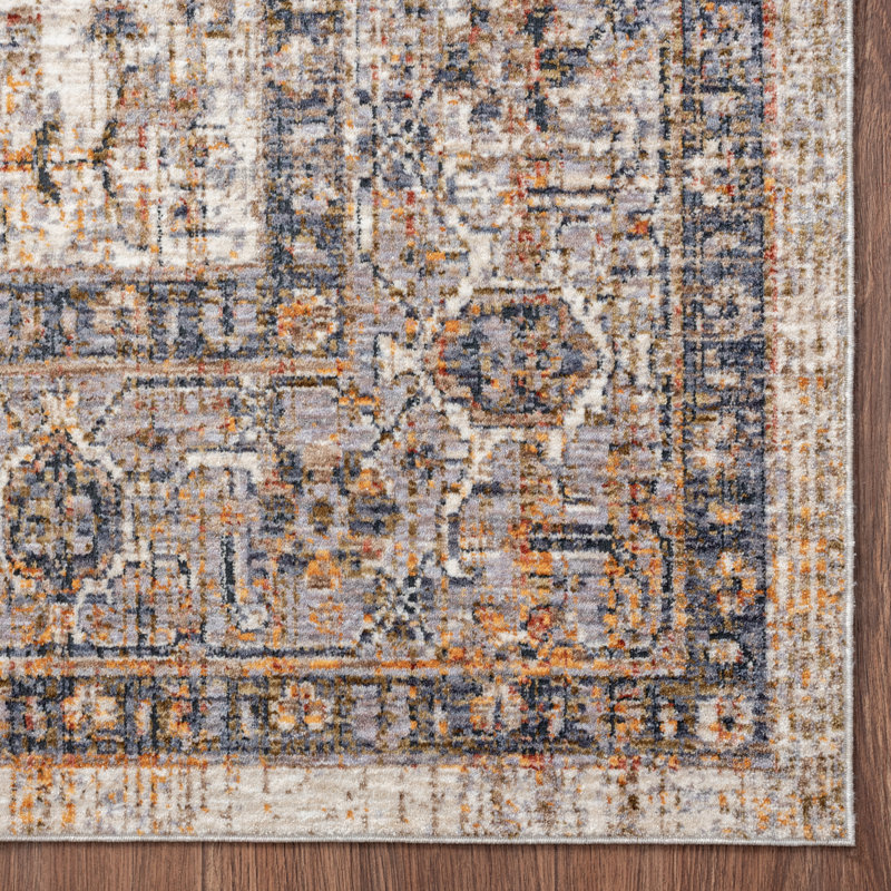 7 Oriental Area Rug in Ivory/Gray, Rectangle 5'6" x 8'6"