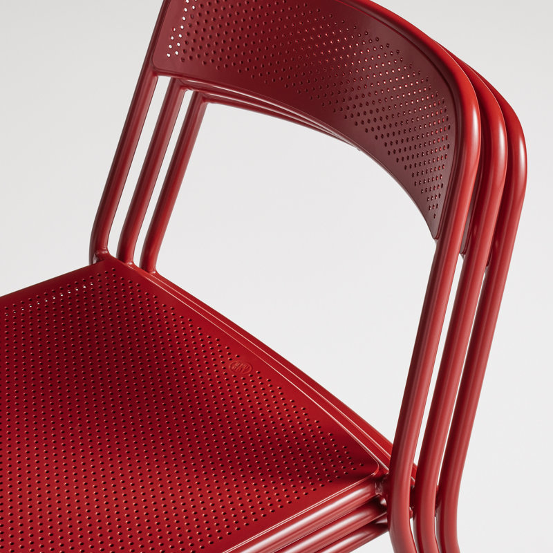 Trim Outdoor Dining Side Chair, Carmine