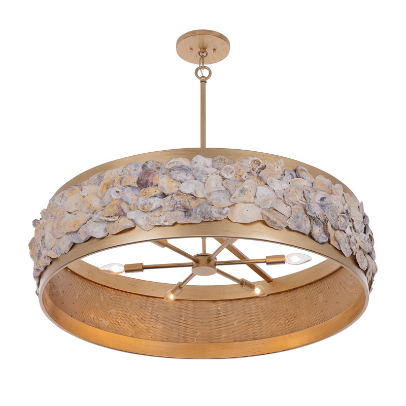 Leanne 6-Light Pendant in Chandon by Breegan Jane, 6, 9.5"H x 36"W