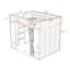 Lit mezzanine double en bois avec bureau intégré, tablettes de rangement-644015553