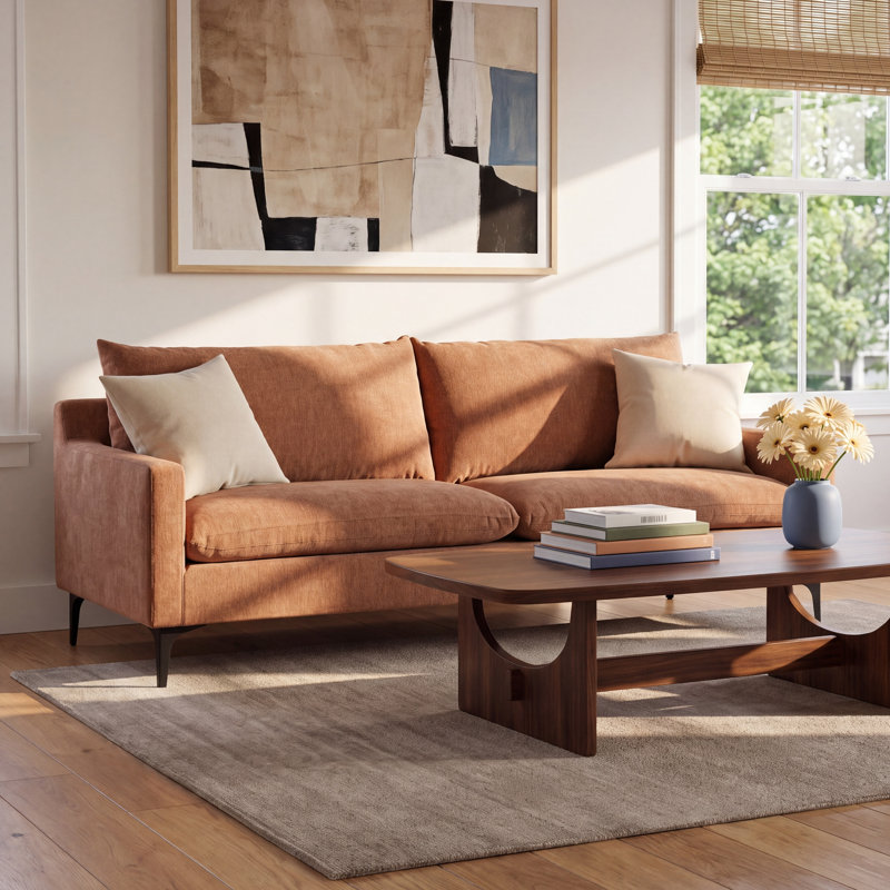 Almeta Upholstered 80'' Sofa, Heritage Pink