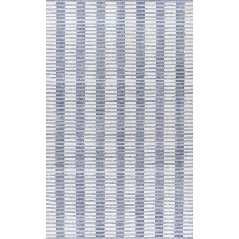 Tapis intérieur tissé à la main à rayures PET 5 pi x 7 pi 6 po, Rectangle 5 pi x 7 pi 6 po