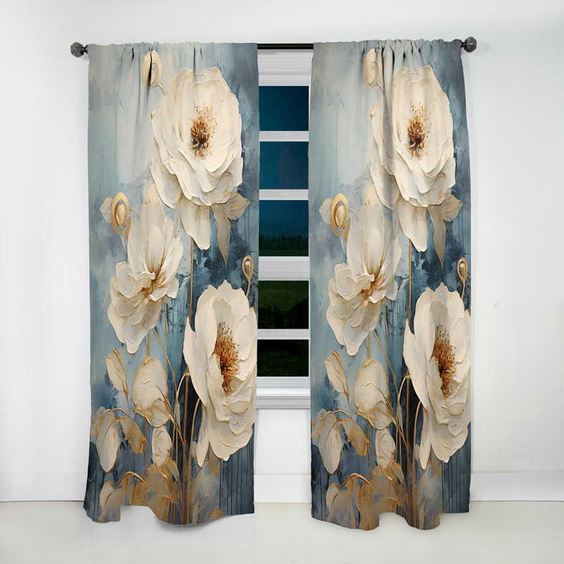 Rob Burst Of Ranunculus Beauty V - Traditional Velvet Curtain - Room Darkening - 1 panel, 52" W x 90" L