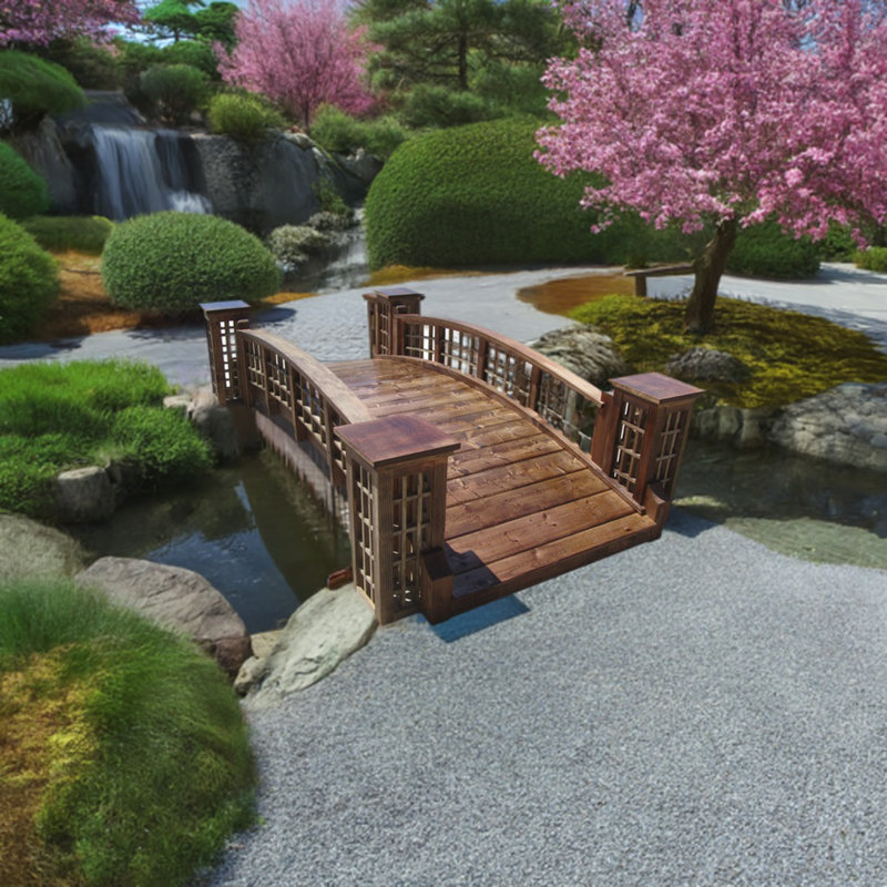 Pont de jardin en bois à treillis