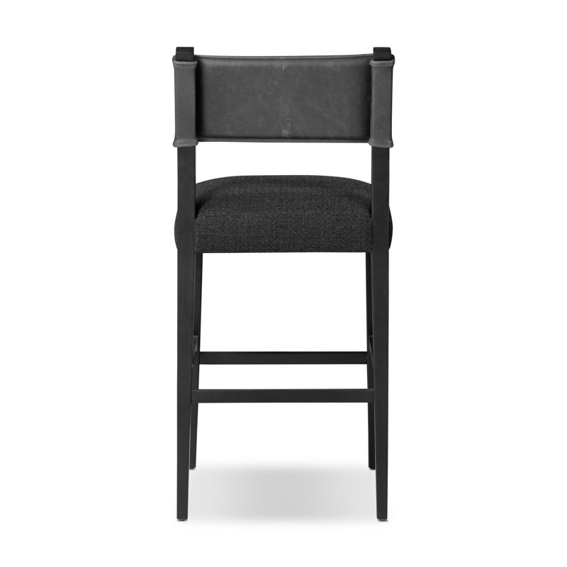 Ferris Stool, Black Ash, Gibson Black/Palermo Black Polyester Blend/Leather, Bar Stool (29.92" Seat Height)