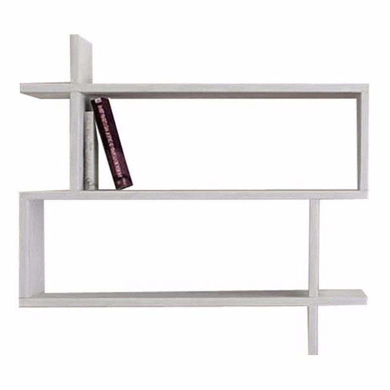 Argonaut Modern Wall-Mounted 2-Tier Floating Bookshelf, White