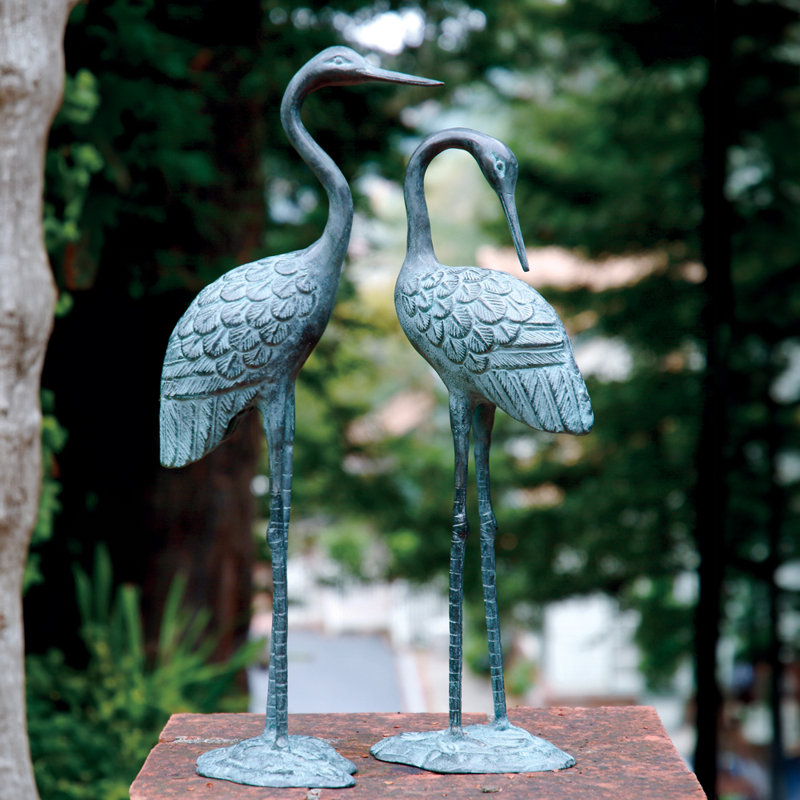 Love Cranes Pair Garden Sculpture