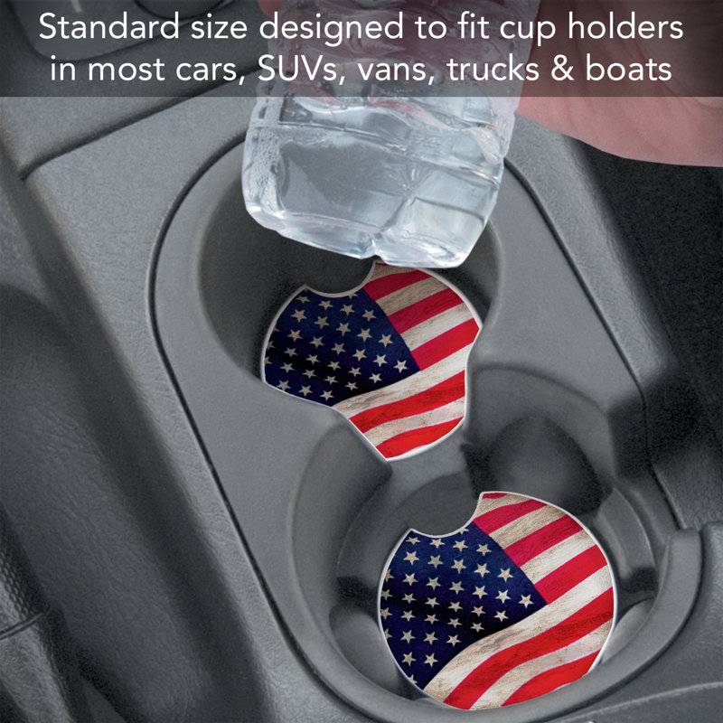 US Flag 2 Pack Stone Car Coasters
