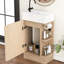 Meuble-lavabo de 18,6 po avec lavabo, armoire, porte-papier hygiénique, tablette, finition naturelle, orientation gauche ou droite et emplacement du lavabo en matériaux céramiques