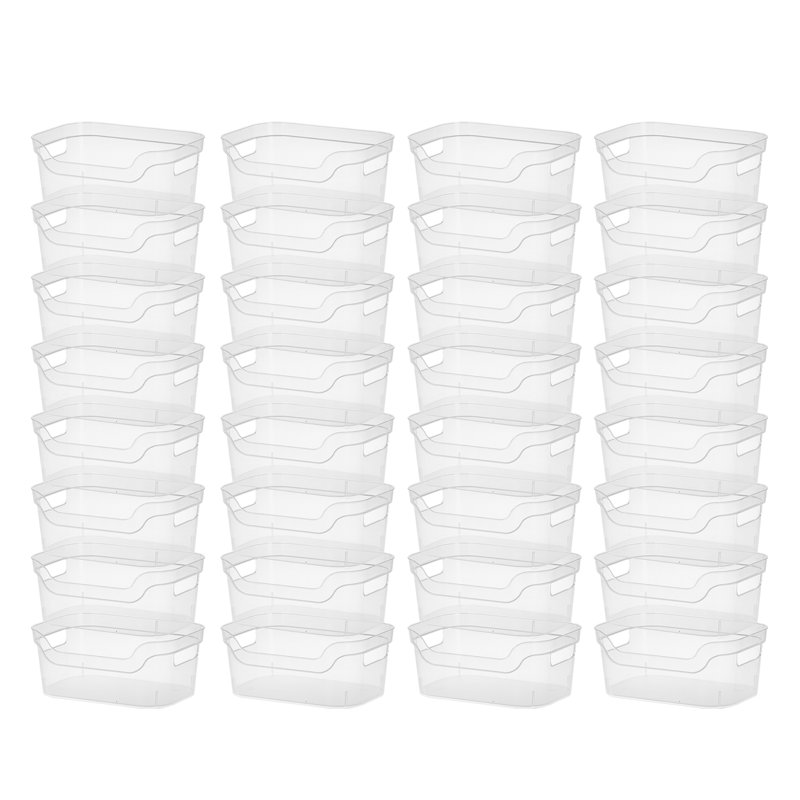 Sterilite 5.25x9.5x13 Inch Open Storage Bin w/ Carry Handles, Clear (32 Pack)