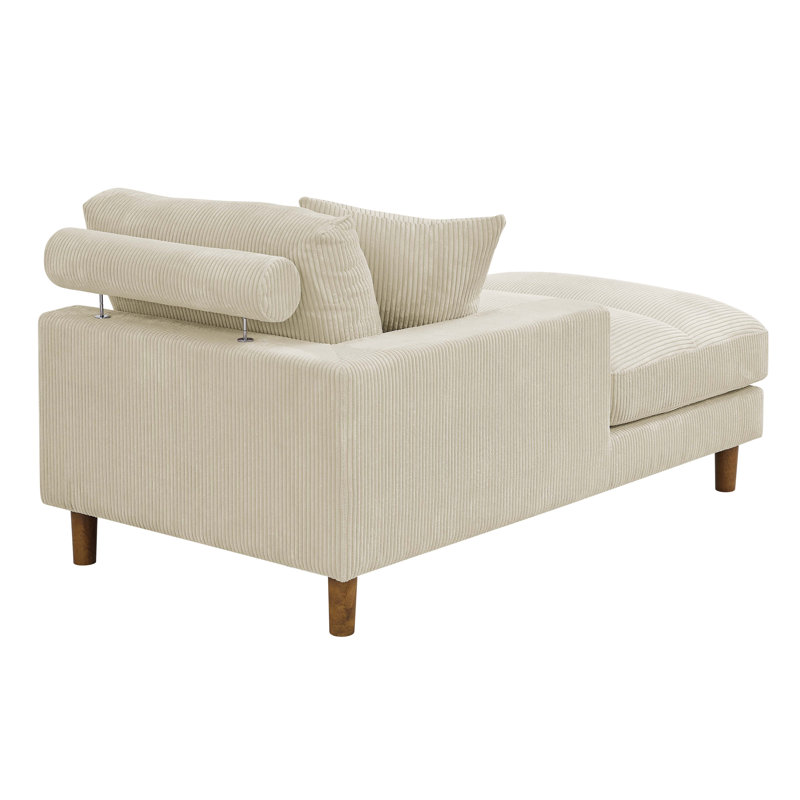 Chaise longue rembourrée Waxman, Chaise longue à accoudoir gauche, Vert foncé