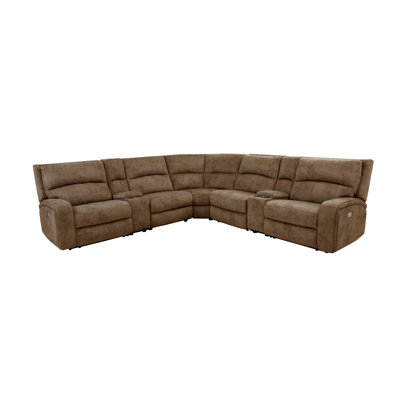 Drakos Upholstered Power Reclining Curved Sectional Symmetrical