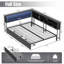 Corner Daybed With Storage, Bookcase Headboard, LED Light & Built-In Charging Station-1612635005