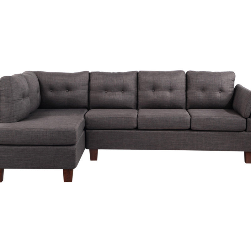 Linen Modern Sectional Sofa, Left Facing Chaise, Dark Gray