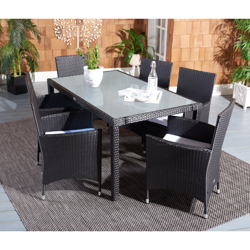 Daxin 6 - Person Patio Dining Set with Rectangular Table, Black